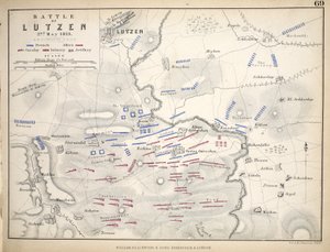 ウィリアムブラックウッドアンドサンズ発行のルッツェンの戦いの地図、エディンバラとロンドン、1848年（手描きの彫刻）